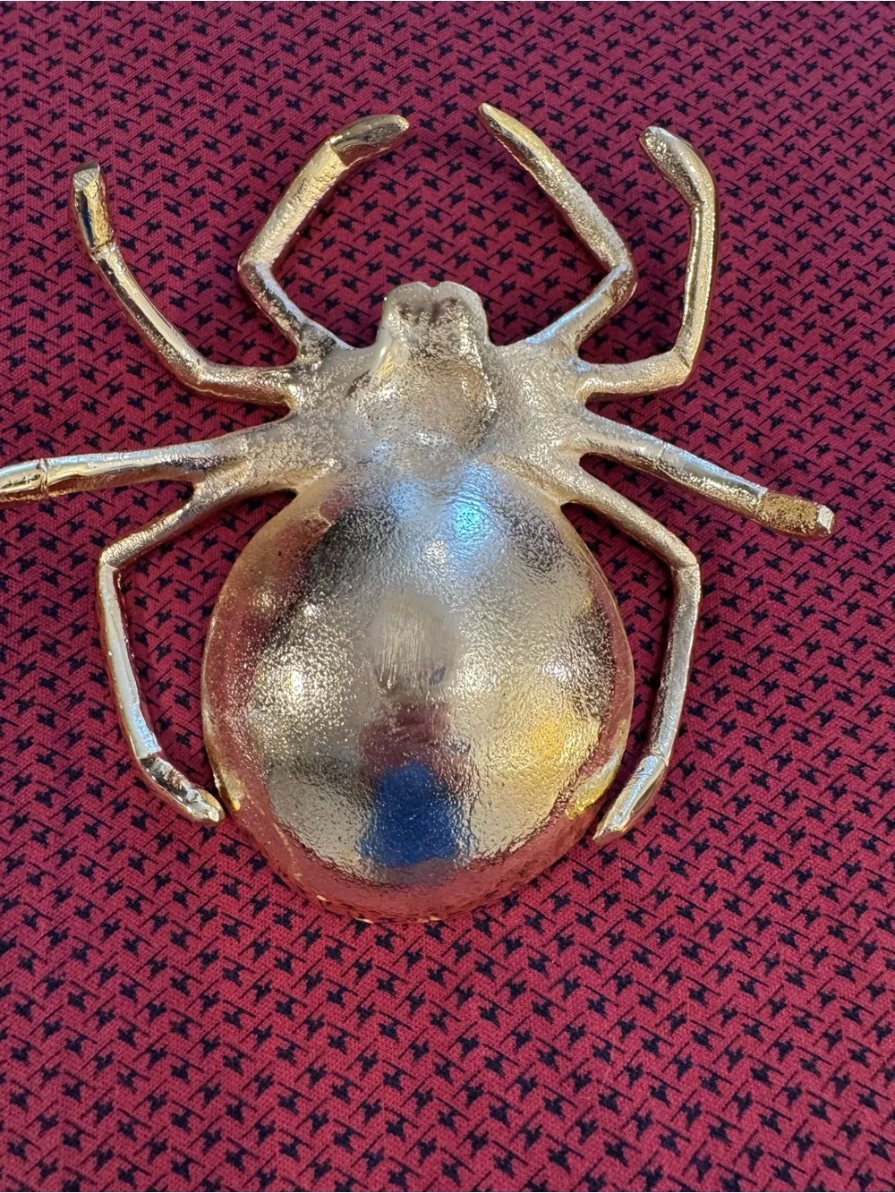 Gold Spider Trinket Dish Catchall Bowl Halloween Gothic Decor Large Maximalist